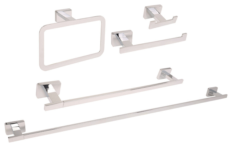 Chicago Series Polished Nickel Bathroom 5 Piece Accessory Set