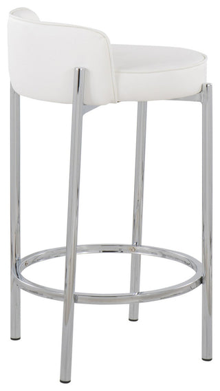 Chloe Counter Stool, Set of 2, Chrome, White PU