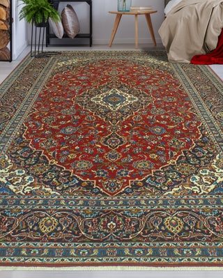 Fine Vintage Distressed Dilek Red/Navy Rug, 8'2 x 11'1