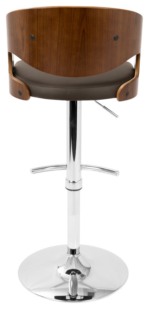LumiSource Pino Barstool With Swivel, Walnut And Brown