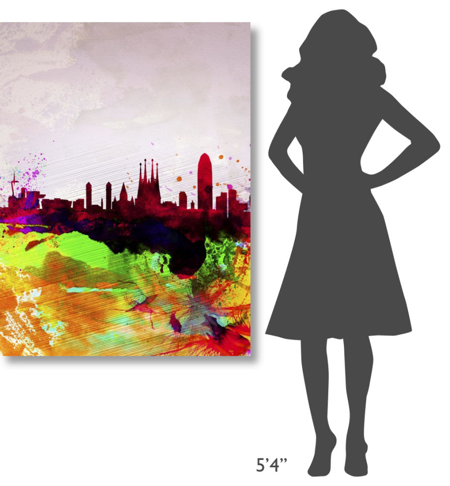 "Barcelona Watercolor Skyline" Fine Art Print