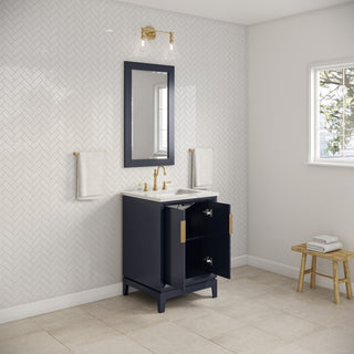 Elizabeth 24" Single Sink Carrara White Marble Vanity, Monarch Blue