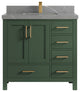 Malibu 36 Center Sink Bath Vanity in Lafayette Green 2" Piatra Gray