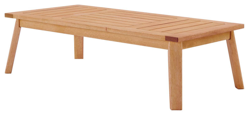 Lounge Coffee Table, Rectangular, Wood, Brown Natural, Modern, Outdoor Patio