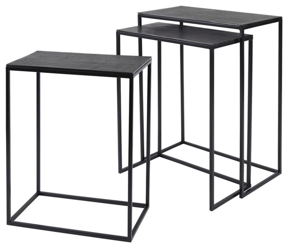 Uttermost Coreene 3-Piece Iron and Aluminum Nesting Table Set in Bronze