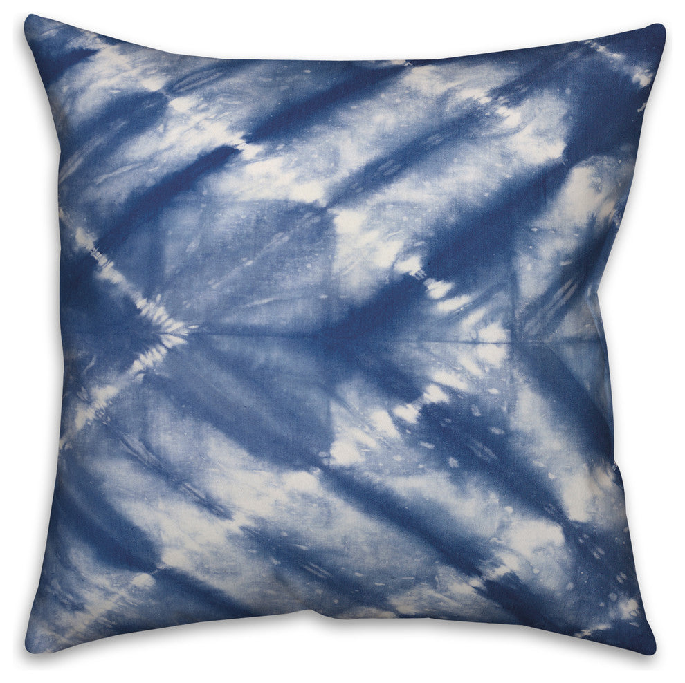 Blue Watercolor Shibori Print 18x18 Throw Pillow