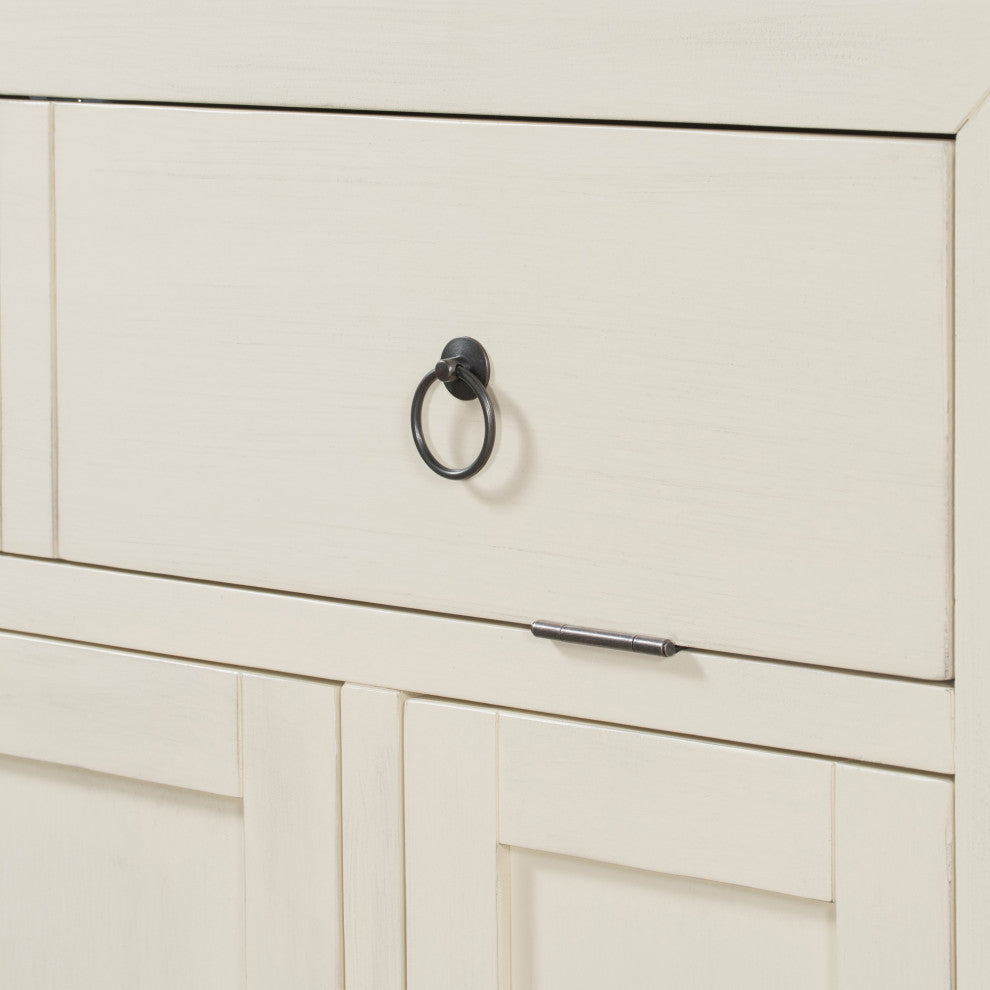 60-inch Wood Sideboard with Drawers and Shelves, White, 60'' X 36''