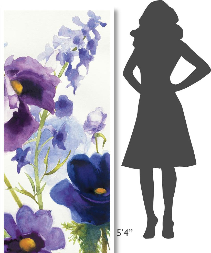 "Blue and Purple Mixed Garden I Panel II" Print by Shirley Novak, 32"x77"
