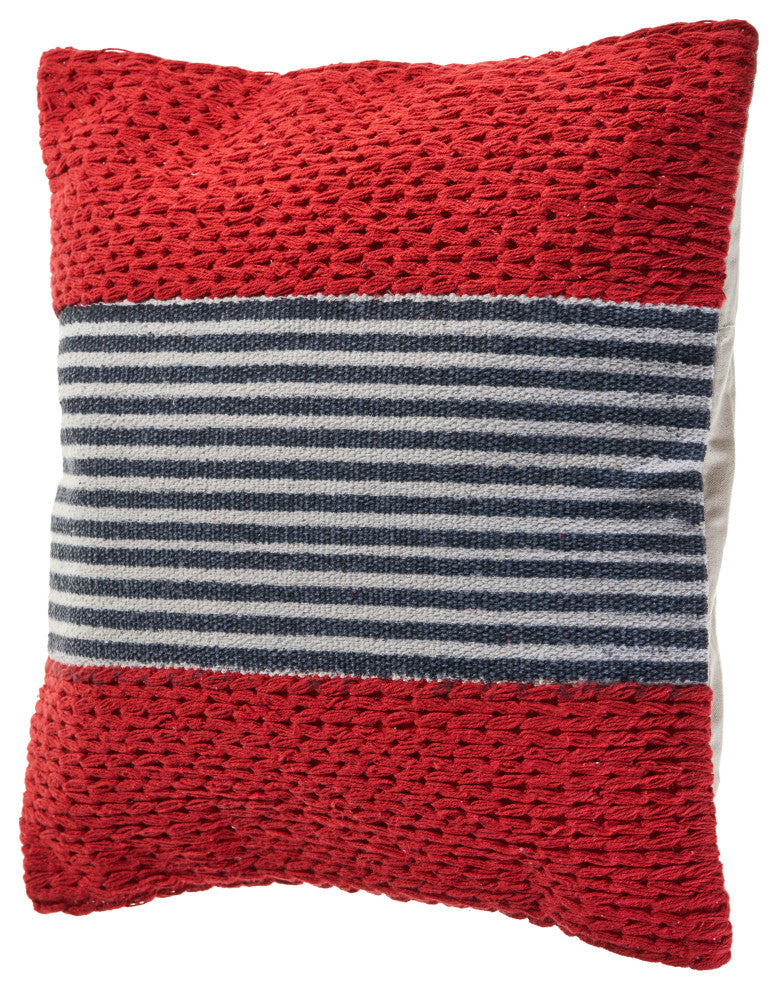 Red Nautical Striped Throw Pillow