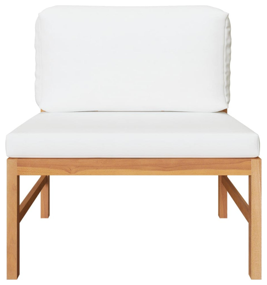 vidaXL 3 Piece Patio Lounge Set With Cream Cushions Teak Wood