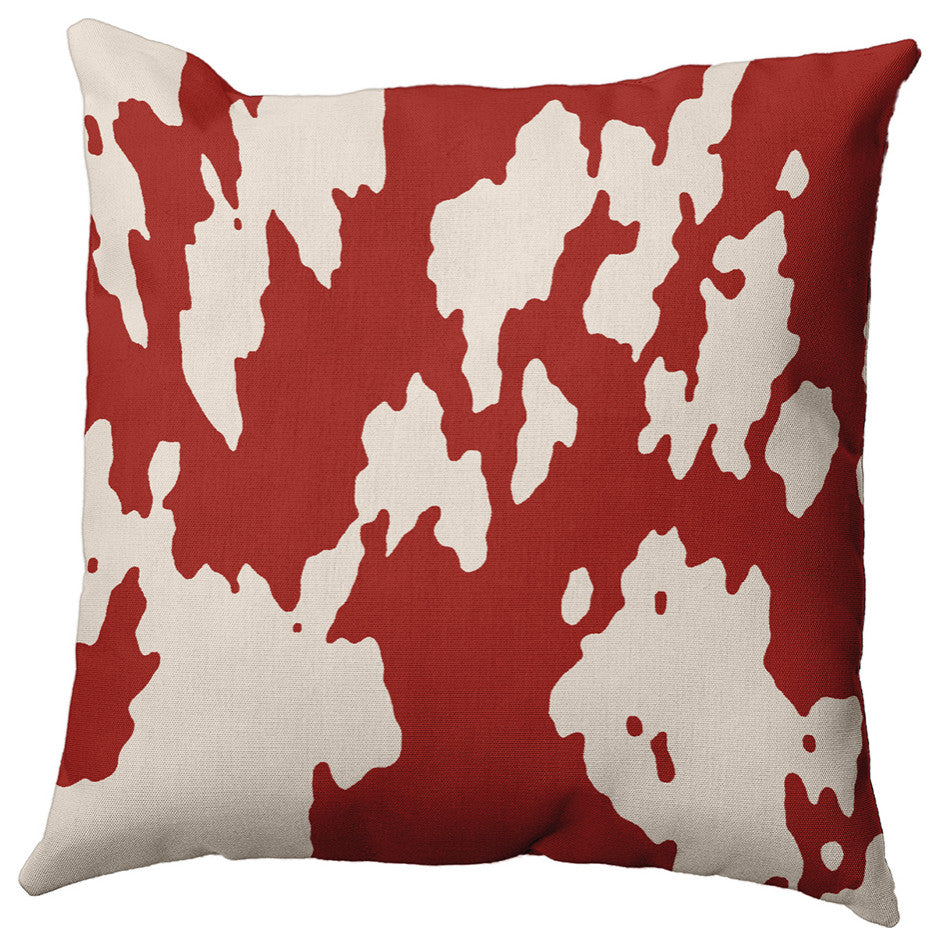 18" x 18" Moo Print Decorative Throw Pillow, Maple Red