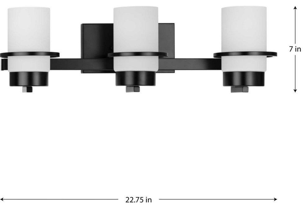 Reiss Collection Three-Light Modern Farmhouse Matte Black Vanity Light