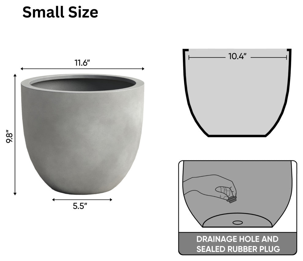 DTY Signature Mount Belford 1-piece Fiberstone Planter, Gray, Small