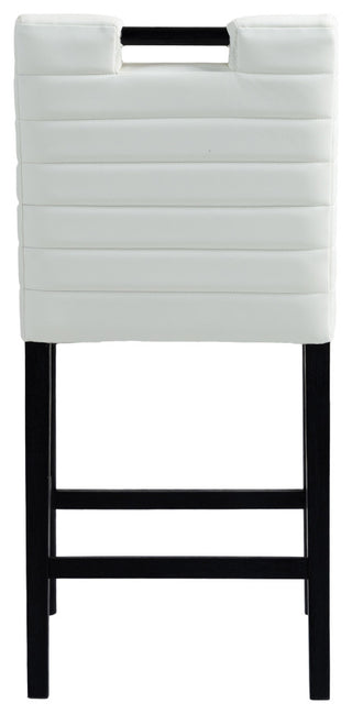Aimee Upholstered Counter Stool, Cream, Vegan Leather, Black Finish