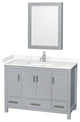 48"SGL Bathroom Vanity Gray, Carrara Cult. Marble Countertop, Sink, Med. Cabinet