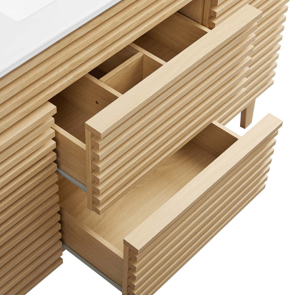 Render 48" Single Sink Bathroom Vanity, Oak White