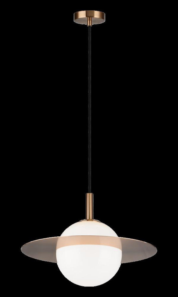 Matteo Lighting C60411AGOP Pendant, Aged Gold Brass / Opal Glass Finish