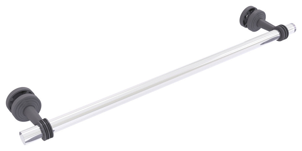 Pacific Beach 24" Shower Door Towel Bar with Dotted Accents, Matte Gray