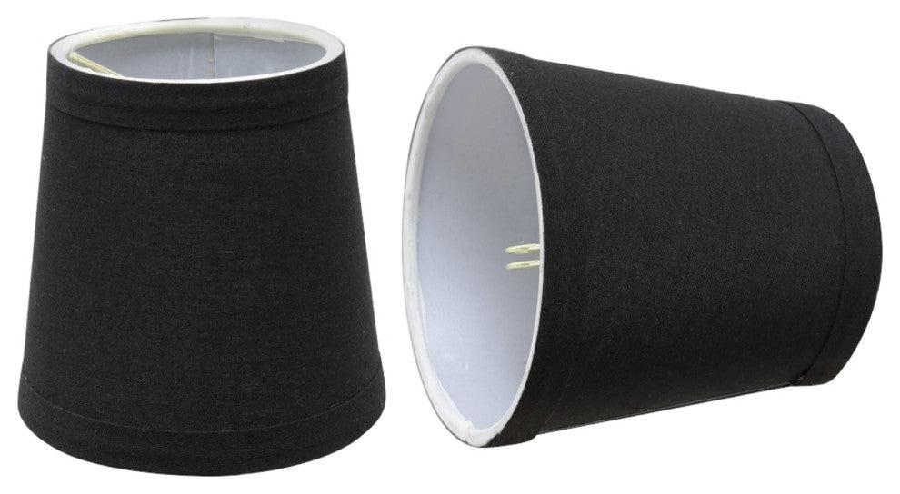 32046-2 Small Hardback Empire  Chandelier Clip On Lamp Shade Black 3"x4"x4"
