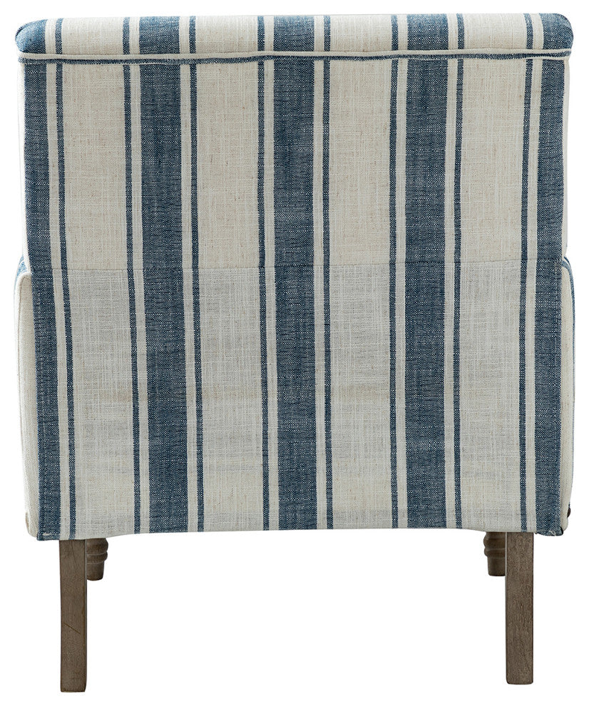 Comfy Living Room Armchair With Stripe Design Set of 2, Navy