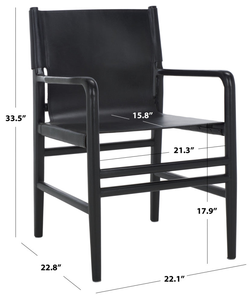 Safavieh Couture Cassaphina Leather Arm Chair, Black