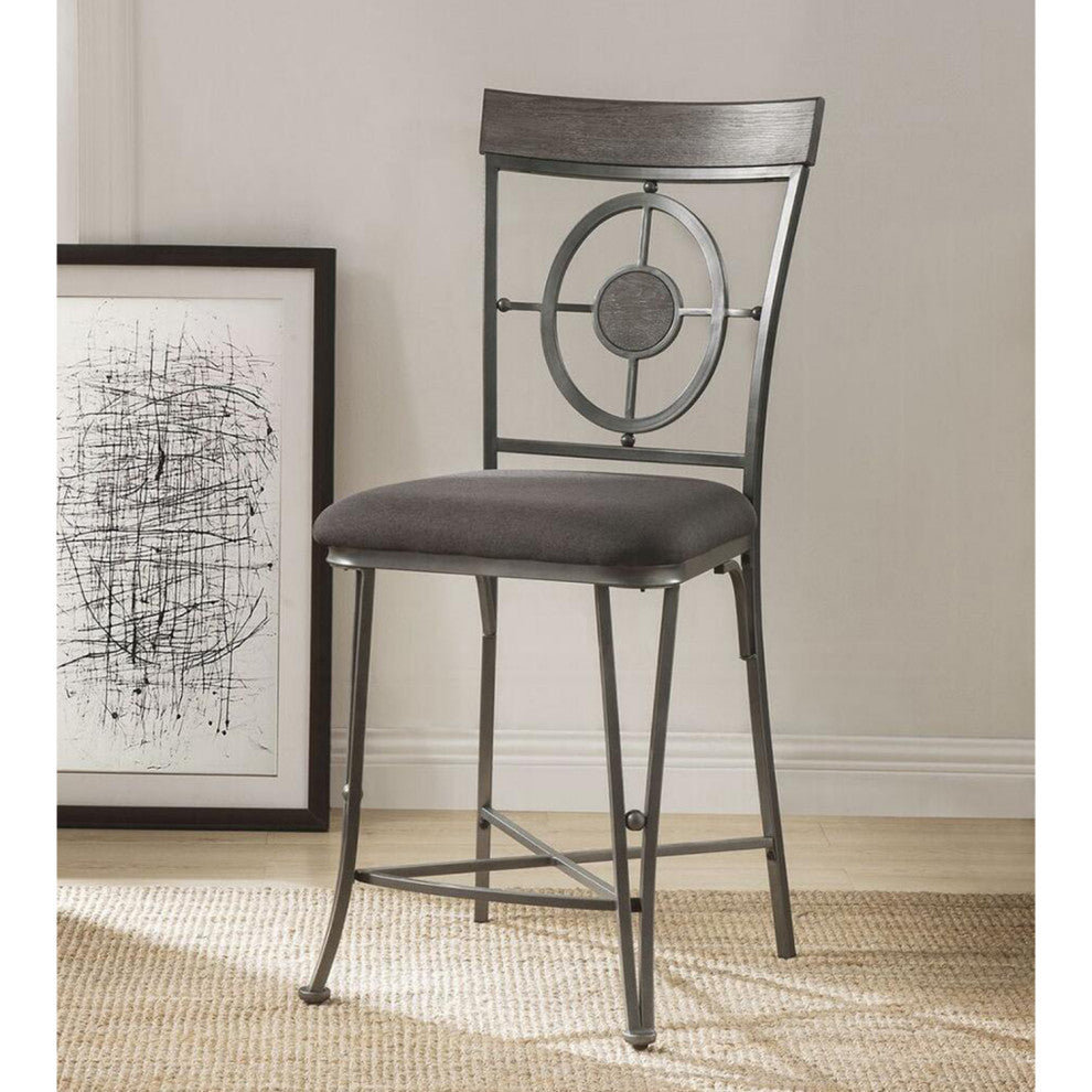Set of 2 Fabric Counter Height Chair, Gunmetal Finish