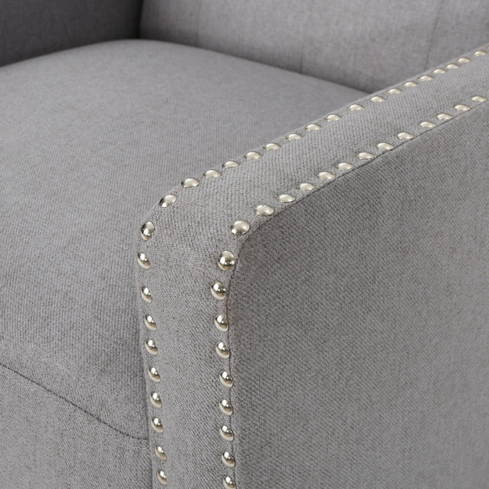 GDF Studio Izaak Tufted Back Fabric Recliner Chair, Light Gray