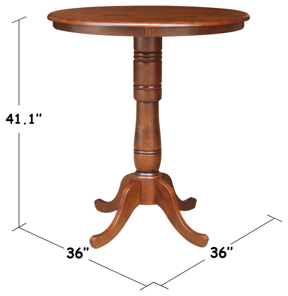 36" Round Top Pedestal Table, Espresso