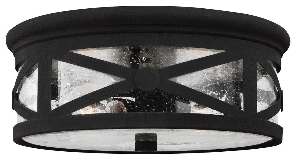 Generation Lighting Lighting 2-Light Outdoor Flush Mount, Black