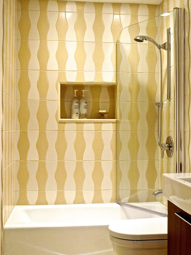 70"x30" Semi-Frameless Glass Shower Door, Polished Silver Pivot, Round Corner