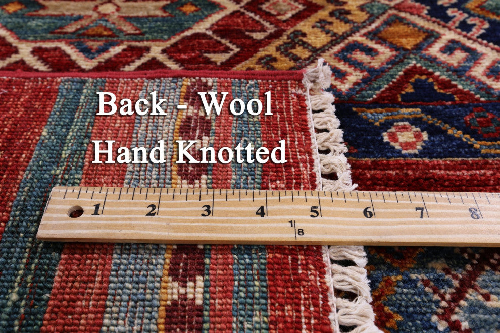 Hand-Knotted Khorjin Super Kazak Wool Rug 3' 2" X 5' 1" Q10805