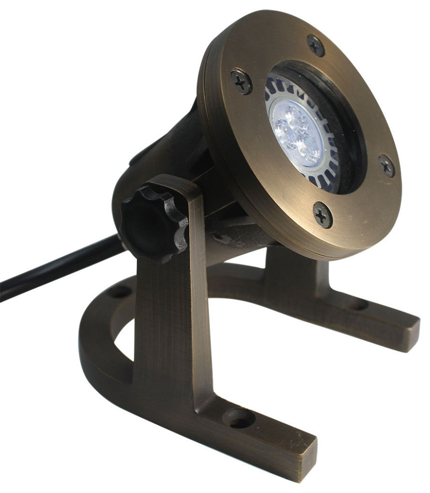Solid Brass Underwater LED Light Kit, 3 pcs, Bronze, Open Cover, Cool White