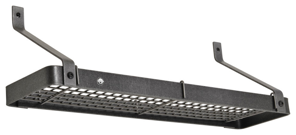 Grande Cuisine Bookshelf Pot Rack w 12 Hooks Hammered Steel