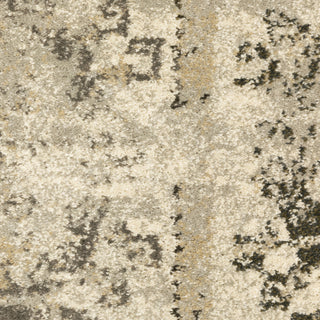 Fleming Distressed Floral Panel Ivory and Grey Area Rug, 6'7"x9'6"