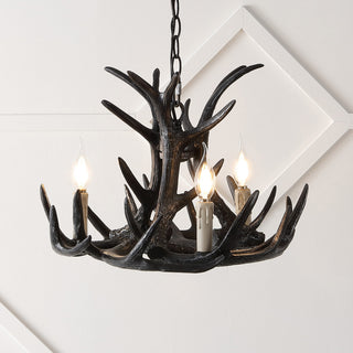 Eldora 18" Adjustable Resin Antler 3-Light LED Chandelier, Black