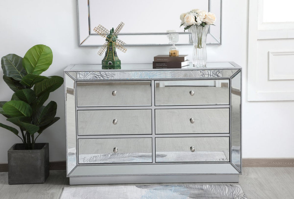 Elegant MF53017S 48"Mirrored Cabinet, Antique Silver