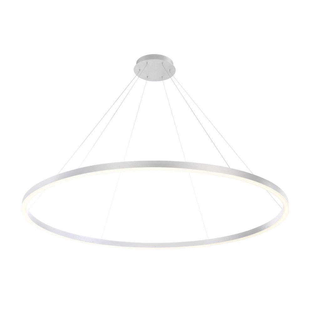 Spunto Oversized LED Large Ring Chandelier, Silver With Opal Shade