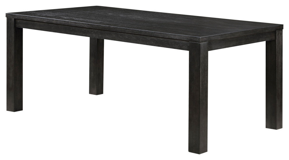 Lory 72 Inch Dining Table, Rectangular Top, 6 Seater, Black Solid Wood