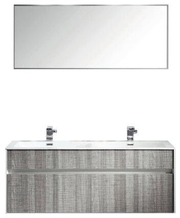 Eviva Ashy 48" Wall Mount Modern Bathroom Vanity Ash Gray White Integrated Sink