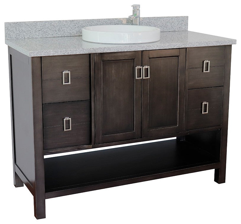 49" Single Vanity, Silvery Brown Finish With Gray Granite Top