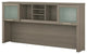 Modern Hutch, Open Shelves & Cabinets With Frosted Glass Doors, Ash Gray
