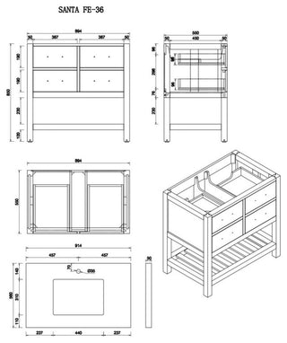 Willow Collections Parker Vanity, Gray, Empira White Quartz, 36"