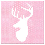 Deer Polka Dots Pink 12x12 Canvas Wall Art