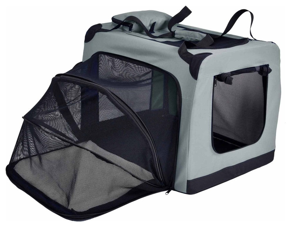 Hounda Accordion Collapsible Dual-Sided Expandable Pet Crate, Gray, Small
