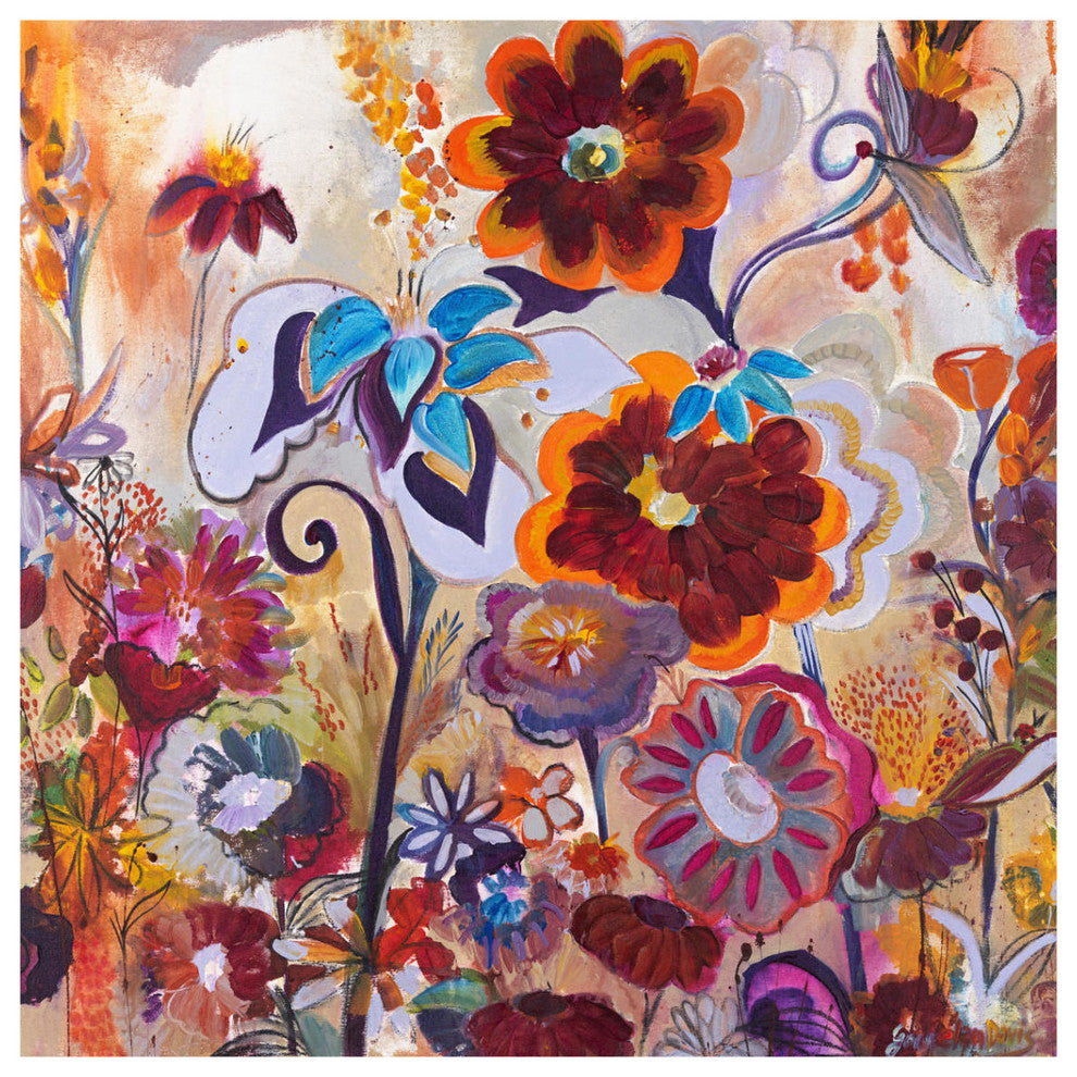 "Garden of Time Well Spent" Digital Paper Print by Joan Elan Davis, 38"x38"