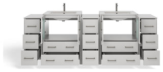 The Pullman Bathroom Vanity, White, 84", Double Sink, Freestanding