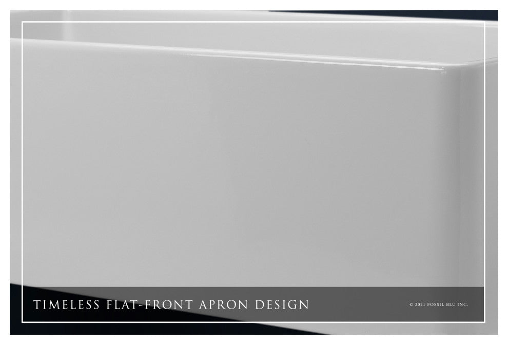 Luxury 36-Inch SOLID Fireclay Farmhouse Sink in White with Accs, Flat Front