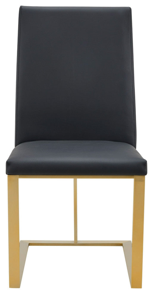 Modrest Frankie Modern Dark Grey Vegan Leather, Antique Brass Dining Chair