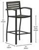 Lark Commercial Grade Outdoor Bar Height Stool with Arms, Gray Wash