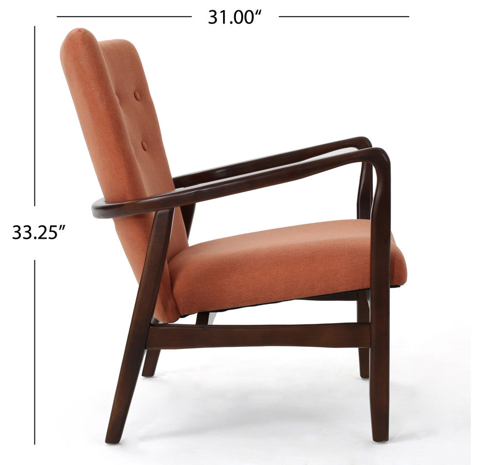 GDF Studio Suffolk French Style Fabric Arm Chairs, Orange, Set of 2